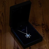 VGD Gümüş Işıklı Kutulu Aquamarine Taşlı Kar Tanesi Kadın Kolye - 1