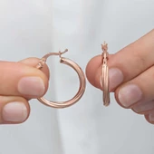 VGD Gümüş Rose 3 mm Burgu Şarnel Küpe - 1