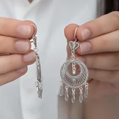 VGD Gumush Gümüş Çember Telkari Sallantılı Kadın Küpe - 1