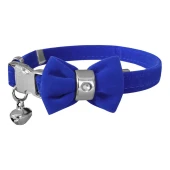 DR.ELEGANCE KADİFE PAPYONLU KEDİ BOYUN TASMASI (MAVİ) - 1