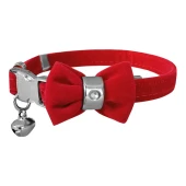 DR.ELEGANCE KADİFE PAPYONLU KEDİ BOYUN TASMASI (KIRMIZI) - 1