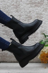 Mehmet Mete 351028 Siyah Fashion Yiğimi Lastikli Sıcak Astar Kadın Bot thumbnail 5