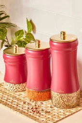 Gold Berry 3'lü Vakumlu Cam Kavanoz Saklama Kabı - 1