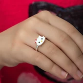 VGD Gümüş Kedi Çocuk Kız Yüzük - 5
