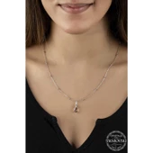 VGD Gumush Swarovski Crystal Taşlı Ametist Top Zincir Gümüş Kadın Kolye - 2