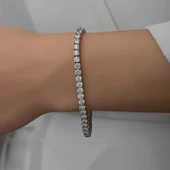 VGD Gumush Gümüş 5 mm Beyaz Taşlı Su Yolu Kadın Bileklik - 4
