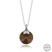 VGD Gumush Swarovski Crystal Kahverengi Taşlı Gümüş Kadın Kolye - 1