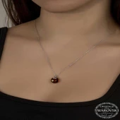 VGD Gumush Swarovski Crystal Kahverengi Taşlı Gümüş Kadın Kolye - 2
