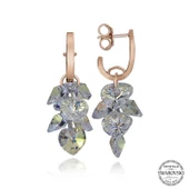 VGD Gumush Swarovski Crystal Taşlı Gümüş Kalp Salkım Sallantılı Çivili Kadın Küpe - 1