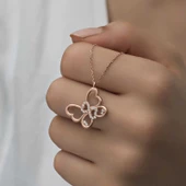 VGD Gumush Gümüş Rose Sonsuzluk Kelebek Kadın Kolye - 7