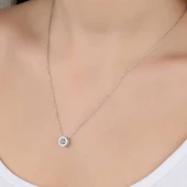VGD Gumush Swarovski Taşlı Gümüş Çember Tektaş Bayan Kolye - 2