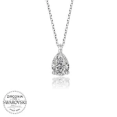 VGD Gumush Swarovski Taşlı Gümüş Damla Tektaş Bayan Kolye - 1