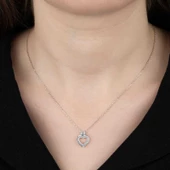 VGD Gumush Swarovski Taşlı Gümüş Kalp Bayan Kolye - 2