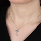 VGD Gumush Swarovski Taşlı Gümüş Anahtar Bayan Kolye - 1