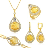 VGD Gumush Gümüş Damla Çerçeveli Tuğra Set - 1
