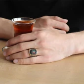 VGD Gumush Gümüş Osmanlı Devlet Armalı Erkek Yüzük - 2