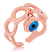 VGD Gumush Gümüş Rose Ayarlamalı Nazar Göz Bayan Yüzük - 1