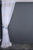 BRODE 1120 DESEN BEYAZ RENK TEK KANAT Hazır dikilmiş Pileli Fon Perde 300*260 cm thumbnail 6
