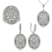 VGD Gumush Gümüş Beyaz Taşlı Bayan Set - 1