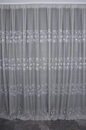 KDK 1560 DESEN GRİ RENK TEK KANAT Hazır dikilmiş Pileli Fon Perde 300*260 cm thumbnail 1