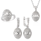 VGD Gumush Gümüş Zirkon Taşlı Oval Bayan Set - 1