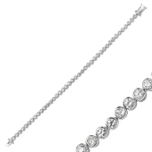 VGD Gümüş Beyaz Taşlı Su Yolu Bayan Bileklik - 1