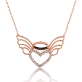 VGD Gumush Gümüş Kalpli Melek Kanadı Bayan Kolye - 1