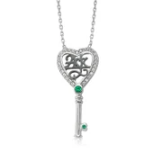 VGD Gümüş Aşk Yazılı Anahtar Bayan Kolye - 1