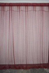TERGAL KARELİ BORDO RENK TEK KANAT Hazır dikilmiş Pileli Fon Perde 300*260 cm thumbnail 1