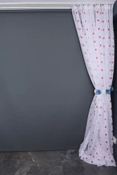 TERGAL KARELİ BORDO RENK TEK KANAT Hazır dikilmiş Pileli Fon Perde 300*260 cm thumbnail 7