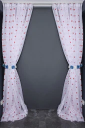 TERGAL KARELİ BORDO RENK TEK KANAT Hazır dikilmiş Pileli Fon Perde 300*260 cm thumbnail 8