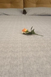 Çarşaf 90298 Fıtted Çift Kişi Keten Tarzı Pamuk Kumaş 2Yastık Kılıflı açık Gri - 7