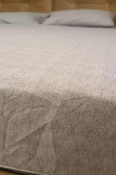 Çarşaf 90298 Fıtted Çift Kişi Keten Tarzı Pamuk Kumaş 2Yastık Kılıflı açık Gri - 8