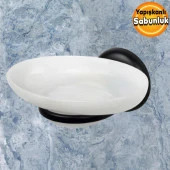 Sabunluk Katı Sabunluk Yapışkanlı El Sabunluğu Siyah thumbnail 1