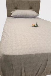 Çarşaf Fitted 90300 Tek Yavruağzı renk Krem Keten Pamuk Kumaş Yastık Kılıf - 1