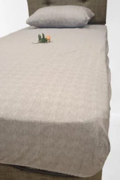 Çarşaf Fitted 90300 Tek Yavruağzı renk Krem Keten Pamuk Kumaş Yastık Kılıf - 2