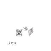 VGD Gümüş Kare Tek Taş Zirkon Küpe - 3 mm - 2