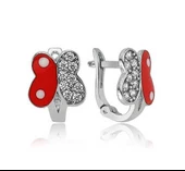 VGD Gümüş Taşlı Kırmızı Kelebek Küpe - 1