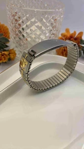 Aksesuar Çarşısı 316L Çelik Lastikli Lale Detaylı Gold Renk Kadın Bileklik thumbnail 1