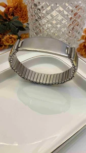 Aksesuar Çarşısı 316L Çelik Lastikli Gold Ve Gümüş Renk Kadın Künye Bileklik thumbnail 3