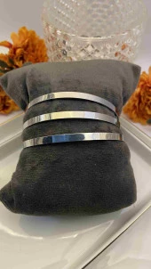 Aksesuar Çarşısı 316L Çelik Kalın Üçlü Ajda Bilezik Silver Renk thumbnail 2