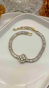 Aksesuar Çarşısı Baget Taşlı Su Yolu Çiçek Model Bileklik Gold thumbnail 2