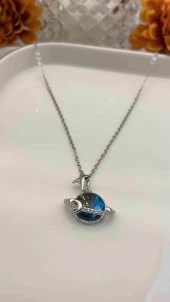 Aksesuar Çarşısı 316L Çelik Satürn Gezegen Kolye thumbnail 1