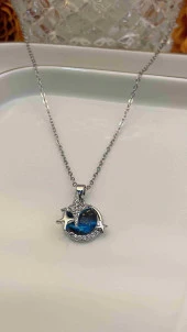 Aksesuar Çarşısı 316L Çelik Uzay Tasarımlı Ay Ve Yıldız Kolye thumbnail 1