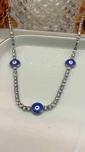 Aksesuar Çarşısı 316L Çelik Su Yolu Nazar Boncuk Tasarımlı Silver thumbnail 1