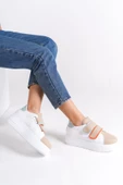VALENCİA Bağcıksız Cırt Cırtlı Ortopedik Taban Kadın Sneaker Ayakkabı BT Beyaz/Ten - 1
