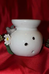 Buhardanlık Seramik Kabartma Çiçekli Buhurdanlık El İşi Kuş thumbnail 2