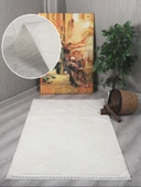 Lara Bukleli Desenli Yumuşacık Peluş Halı Salon Oturma Odası Mutfak Koridor Halısı 9400A Krem thumbnail 2