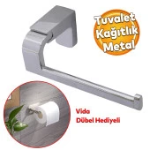 Tuvalet Kağıtlık Aparat Açık WC Kağıt Standı Bez Havluluk Paslanmaz Metal Sağlam Vidalı Krom Renk thumbnail 1