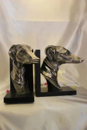 Kitap Tutucu Köpek Figürlü Metal Kitap Tutacağı Tazı Çifti - 2
